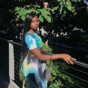 Tie dye bell bottoms fitted two piece